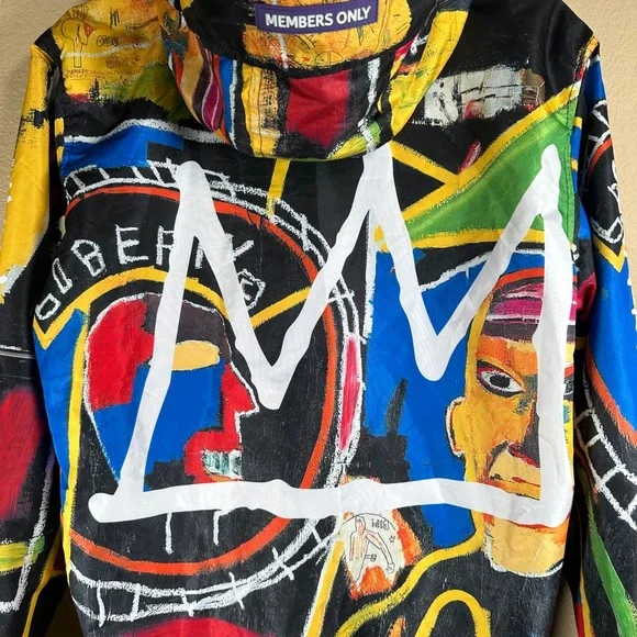 Members only x Jean Michel Basquiat Hooded Windbreaker Liberty Art